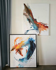 Two colourful abstract artworks Phoenix and Dragon by Lotta Sirén