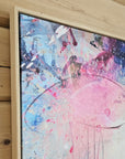 Abstract painting on a wooden surface