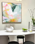 Abstract art with a champagne class in a kitchen