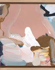 Abstract art piece with soft pastel colors in a wooden frame by abstract artist Lotta Sirén