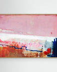 Detours Approved - Limited Edition Canvas Print with oak frames. Pink, white and burnt sienna tones and a hint of red & blue. Structured and vibrant piece.