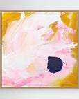 Free - Limited Edition Canvas Print bold strokes, ocher, white and pink tones and an accent of blue with oak frame