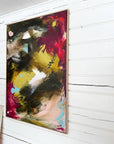 Colorful abstract painting by Finnish emerging artist Lotta Sirén on a white
