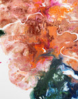 Abstract art with swirling colors on a white background by Finnish artist Lotta Sirén