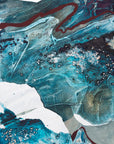 Abstract art with blue, white, and brown colors by Finnish abstract artist Lotta Sirén