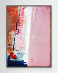 Speed Bump - Limited Edition Canvas Print with black frame. An abstract canvas print with pink, white and burnt sienna tones and a hint of red & blue.
