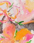 Semi-abstract floral acrylic painting by Finnish artist Lotta Sirén
