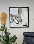 Empowering abstract artwork by Finnish Lotta Sirén in a modern japandi livingroom.
