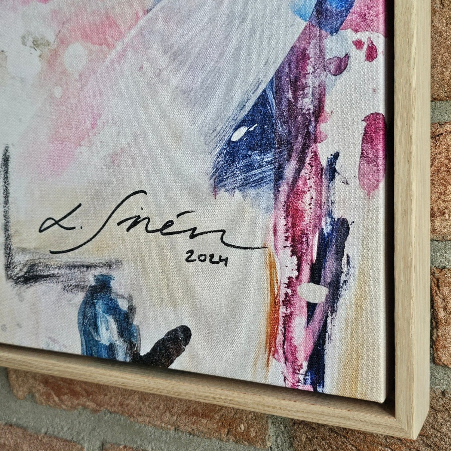 Corner of a colorful abstract painting.