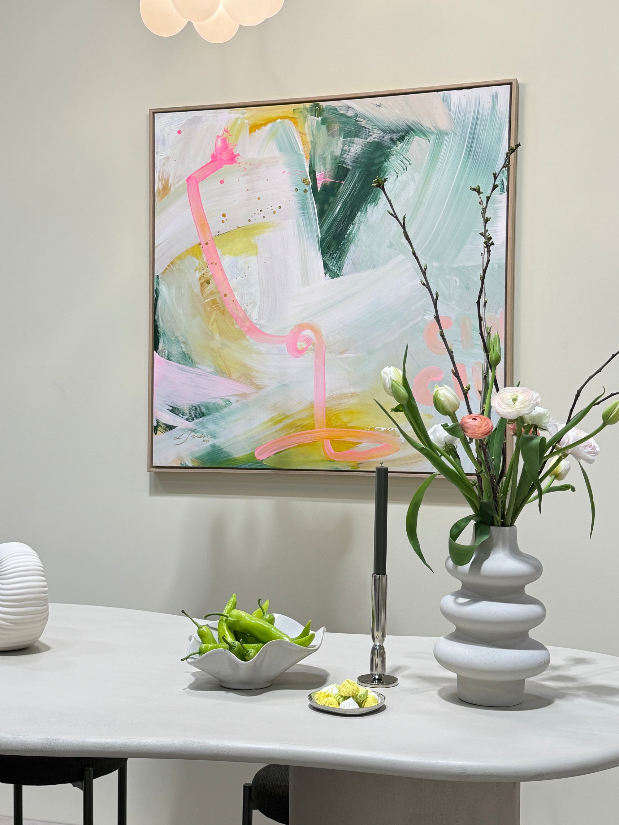 Abstract painting with a champagne glass