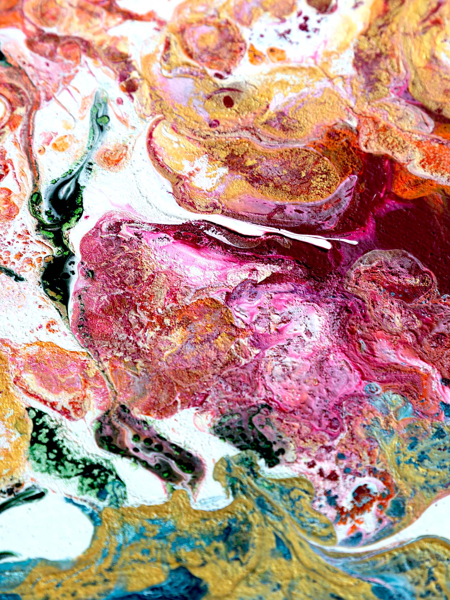 Abstract art with swirling colors on a white background by Finnish artist Lotta Sirén