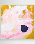 Free - Limited Edition Canvas Print bold strokes, ocher, white and pink tones and an accent of blue with white frame