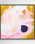 Free - Limited Edition Canvas Print bold strokes, ocher, white and pink tones and an accent of blue with black frame
