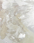 Close-up of a textured beige and white surface of an abstract painting by Finnish abstract artist Lotta Sirén