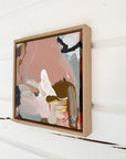 An abstract artwork by Finnish artist Lotta Sirén on a wooden wall