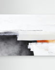 Ice and Fire - Limited Edition Canvas Print with white tones, black and gray hues and a pop of orange. Minimal and structured abstract canvas print. 