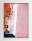 Speed Bump - Limited Edition Canvas Print with oak frame. An abstract canvas print with pink, white and burnt sienna tones and a hint of red & blue.  