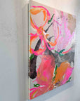 Abstract painting with vibrant colors on a textured wall by Finnish artist Lotta Sirén