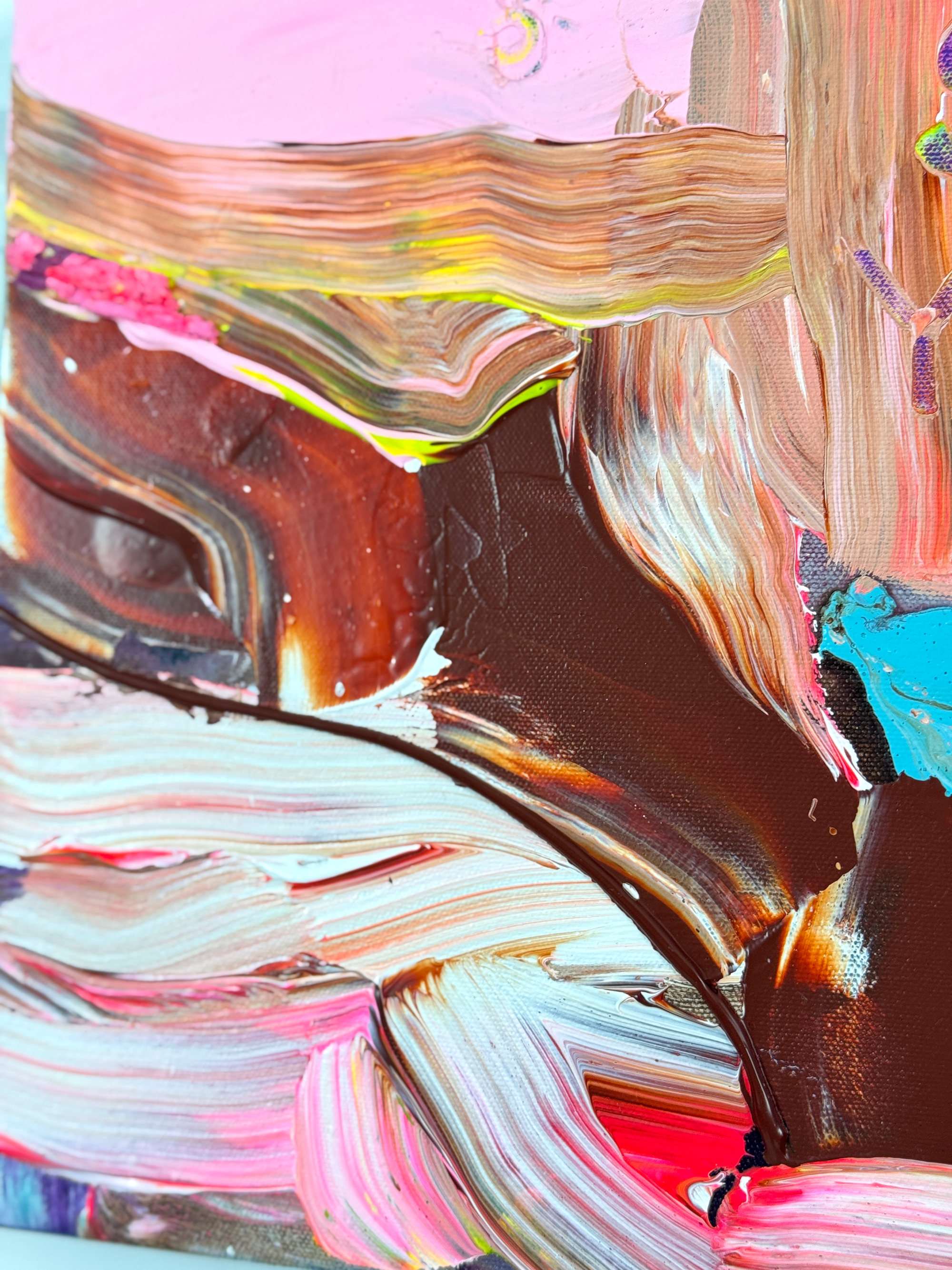 Abstract art with colorful brush strokes on a textured surface by Lotta Sirén