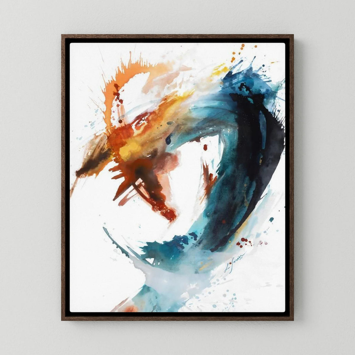 Dragon - Canvas Print with dark oak floating frames
