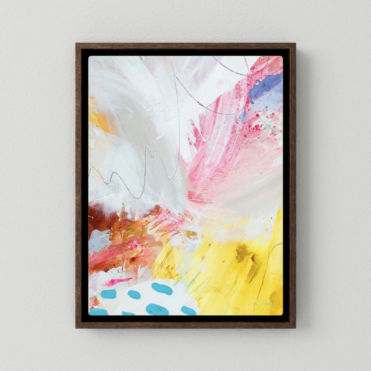 Crazy Enough - Canvas Print with dark oak floating frames