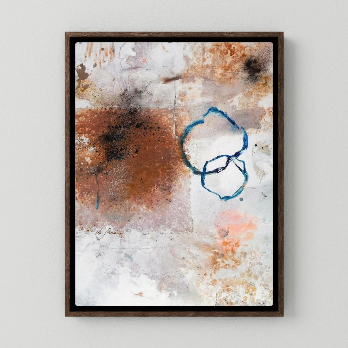 Us - Canvas Print with dark oak floating frames