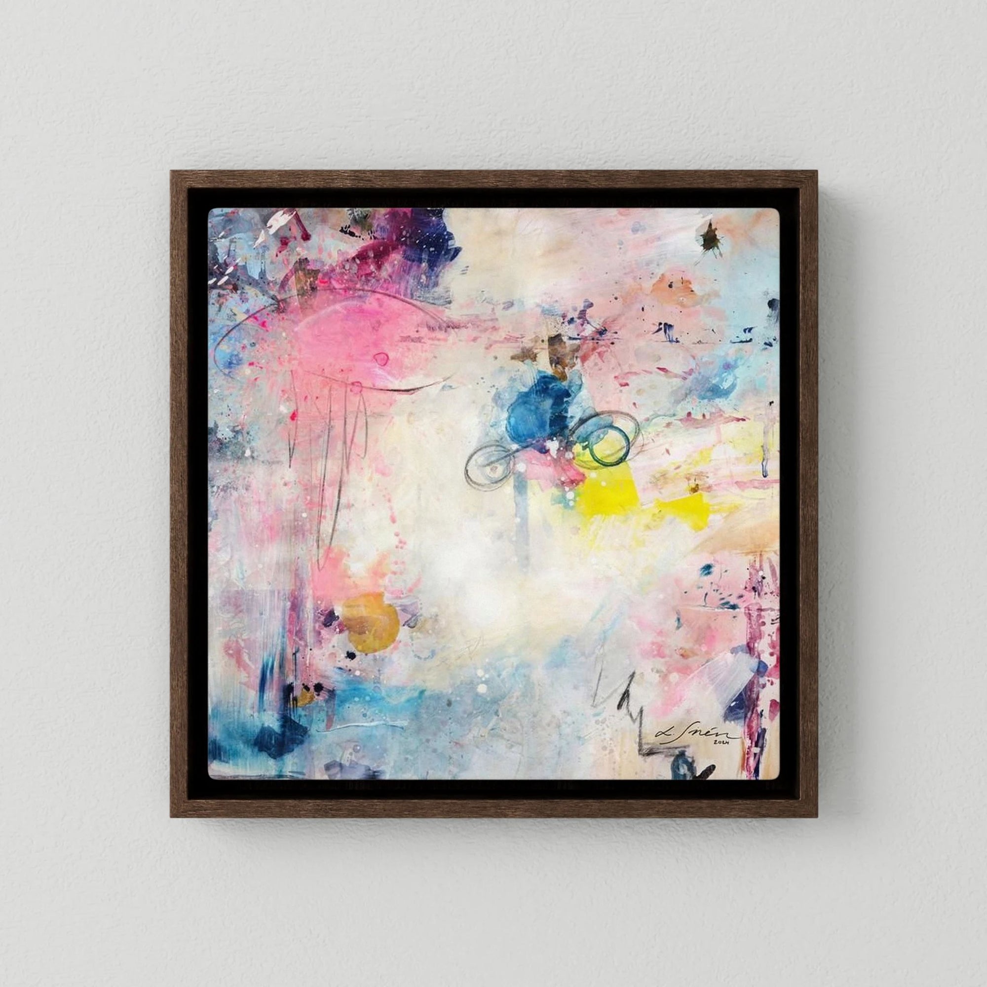 UFO (&amp; other flying vehicles) - Canvas Print with dark oak floater frames