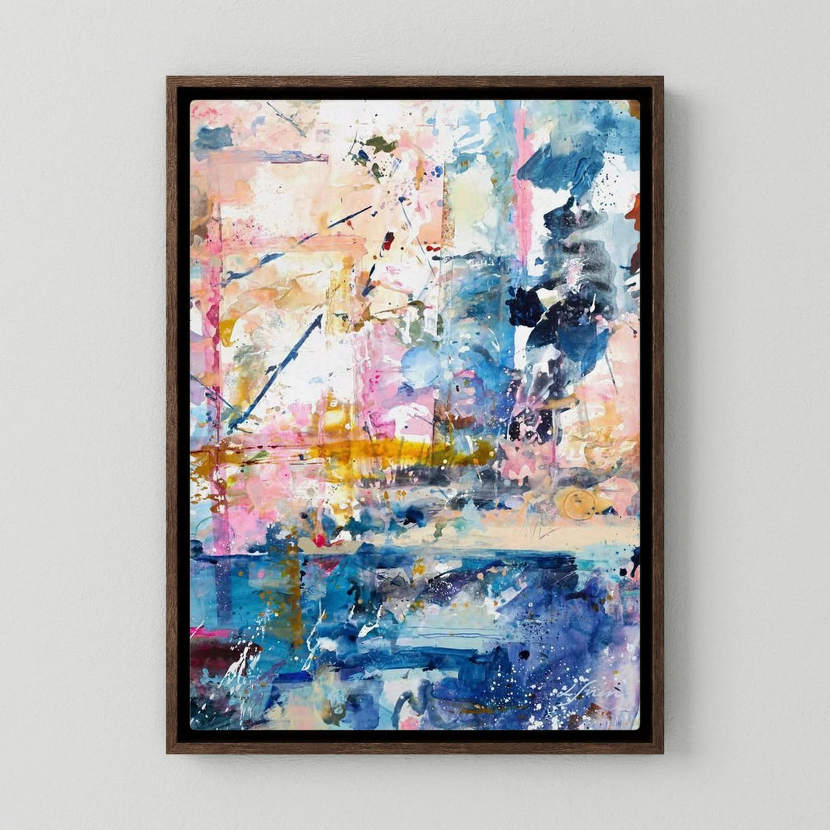 Blue Moon - LIMITED EDITION Canvas Print with dark oak floating frames