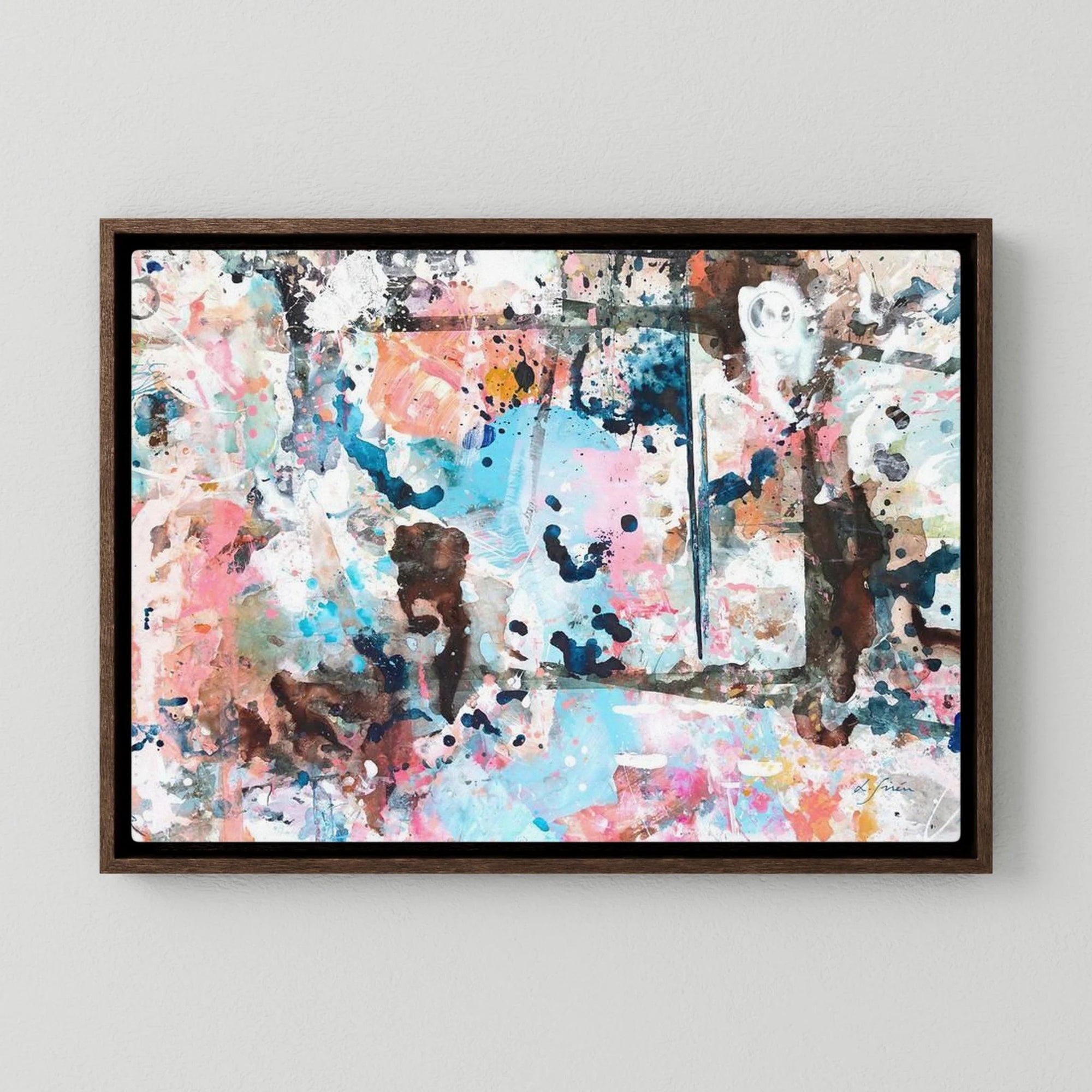 SMILE - LIMITED EDITION Canvas Print with dark oak floating frames