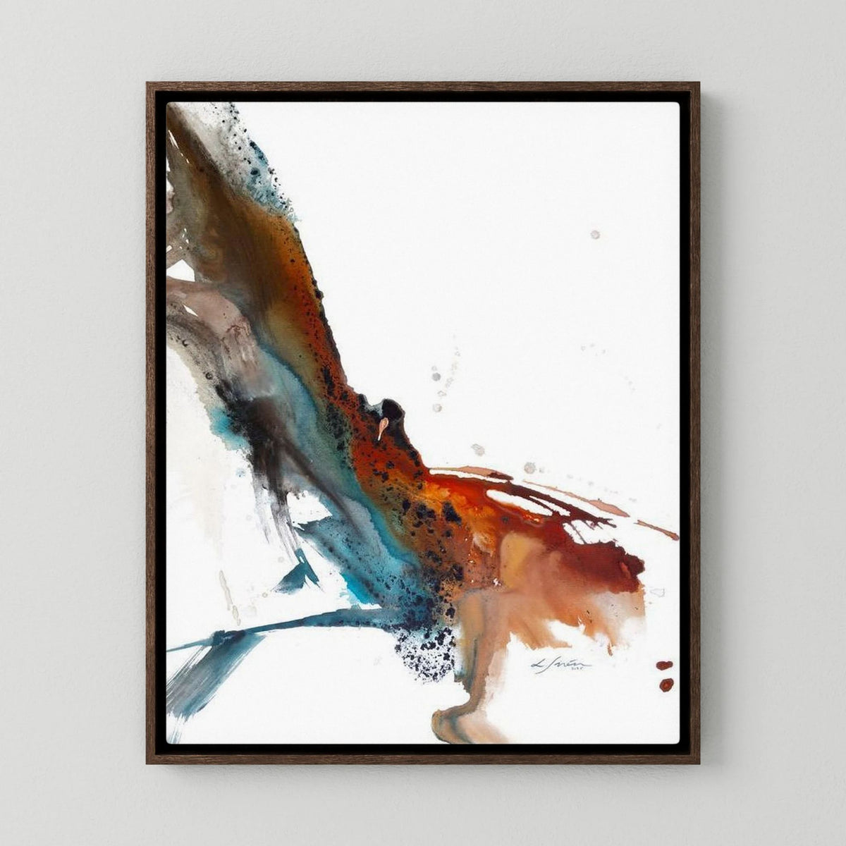 Phoenix - Canvas Print with dark oak floating frames