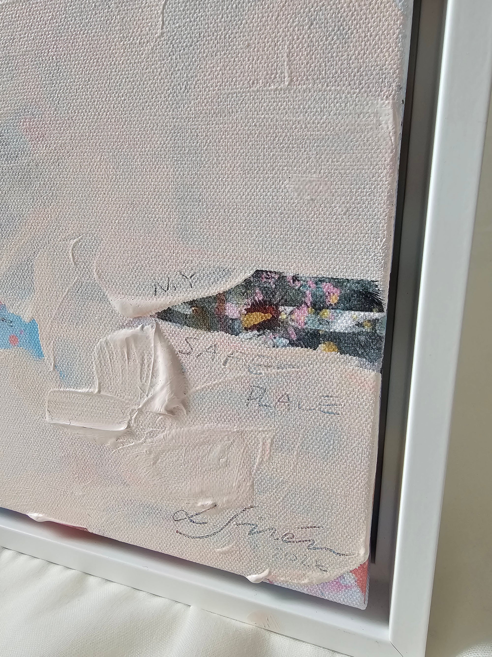 Unique Hand Embellished Canvas Print "SMILE" 6/30 (My Safe Place)