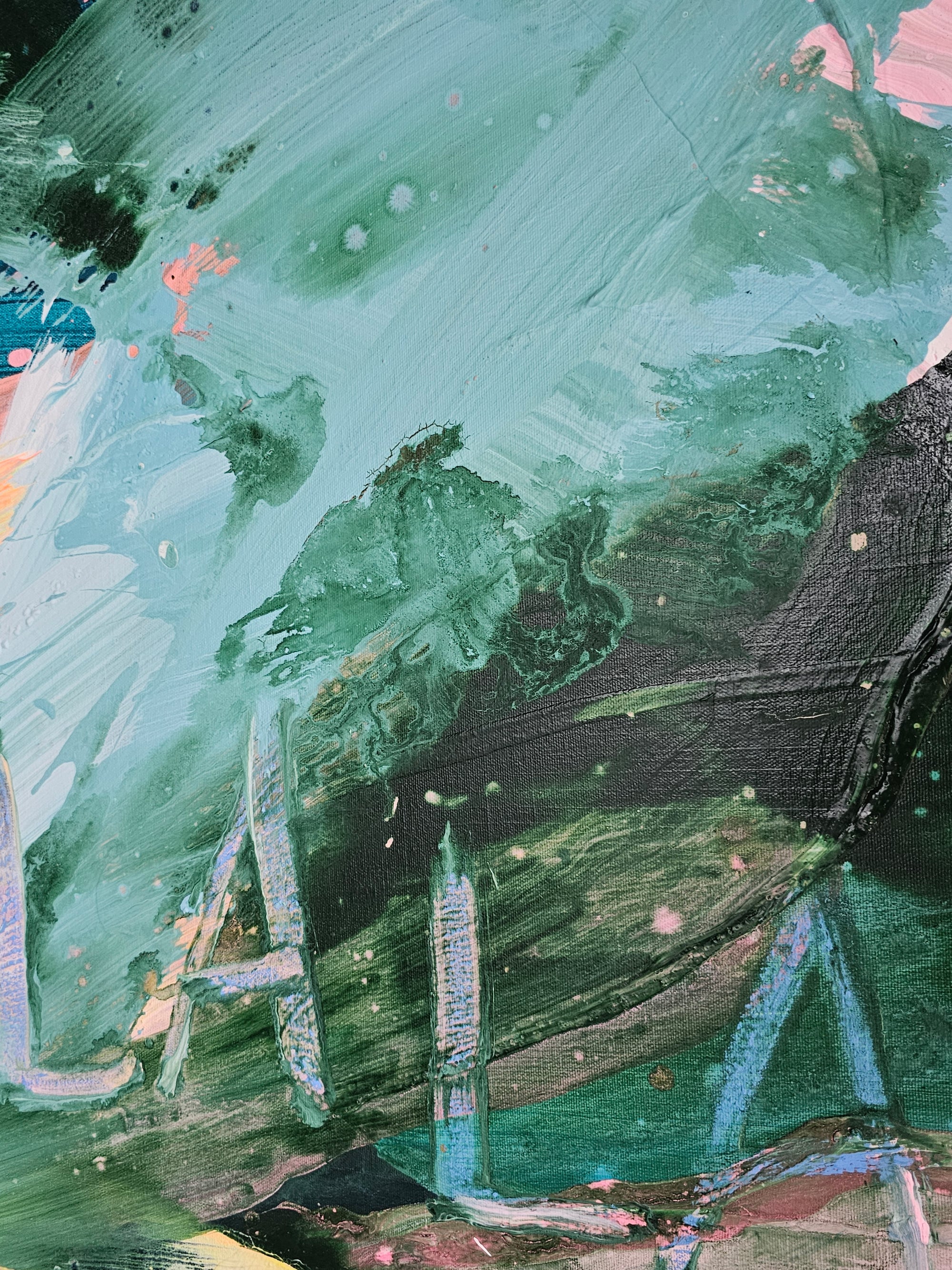 Details of colourful abstract art work by Lotta Sirén